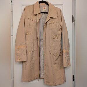 Tulle Khaki Cotton Jacket With Fun Striped Lining Detail